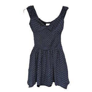Hollister Womens Size Small Dress Smocked Off-The-Shoulder Navy Blue Lined